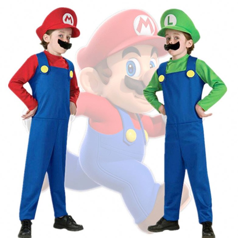 4-12yniño Super Mari Bros Cosplay Jumpsuit traje deniño