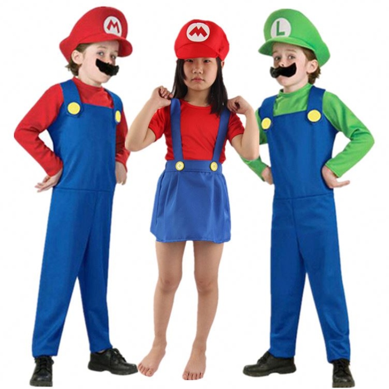 4-12yniño Super Mari Bros Cosplay Jumpsuit traje deniño