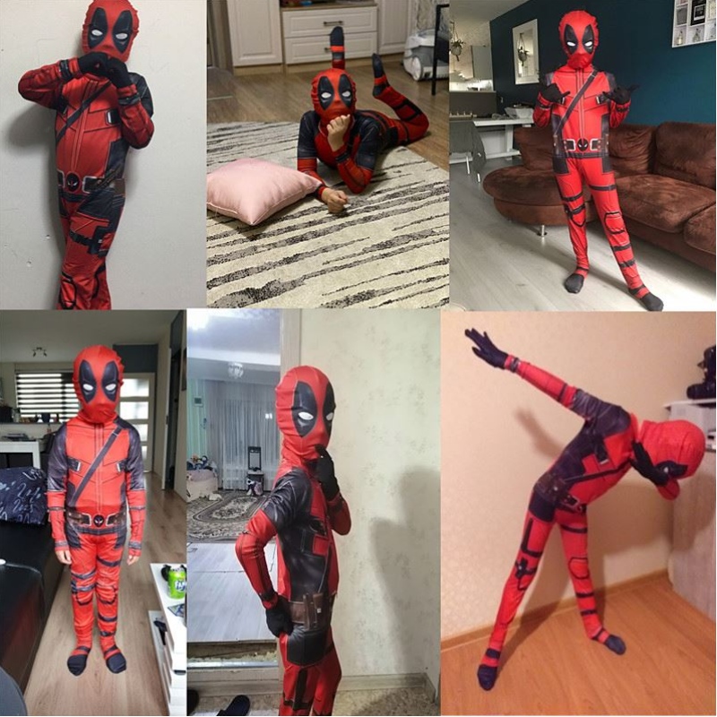 4-12y Boy Deadpoo Disfraz de máscara de cosplay Mask Mask Sumpuit de la fiesta Halloween Carnival Show Spider Man Disfraz