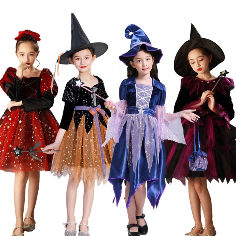 NUEVO COSTUMA DE BITCH COSPLAY GIRLES Disfraz de Halloween paraniños Niños Niños Vestidos de princesa Princesa Ropa de invierno con sombrero