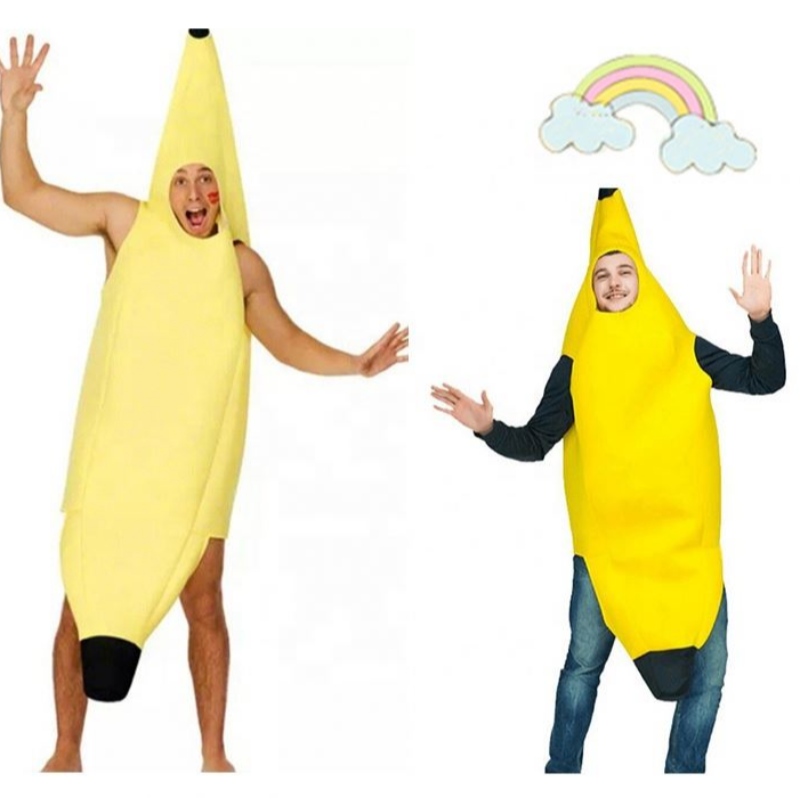 Creaciones de cosplay Disfraz de plátano atractivo para adultos Deluxe Set para Halloween Dress Fiest and Roleplay Unisex Banana Disfraz