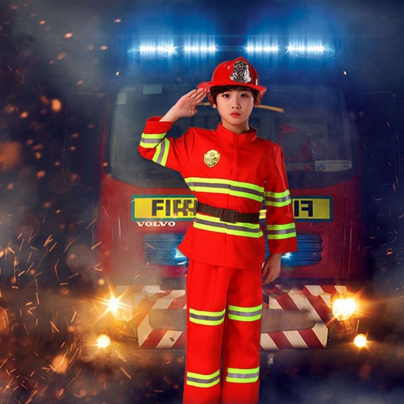 2021 Halloween Cosplay Kids Bombero Uniforme Niños Sam Bombero Ropa Traje de ropa Boy Girl Fiesta de rendimiento Disfraces