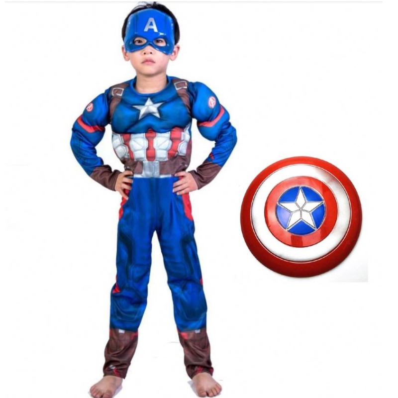 Boy Superhero Kids Muscle Captain Capitán deniño Cosplay Super Halloween Disfraces paraniños