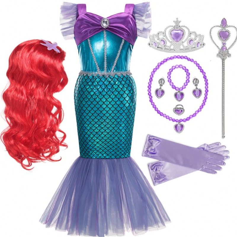 Girl Princess Little Mermaid Dress Kids Cosplay Fancy Disfraz Niños Carnival Carnival Fiesta de la fiesta Vestida de verano