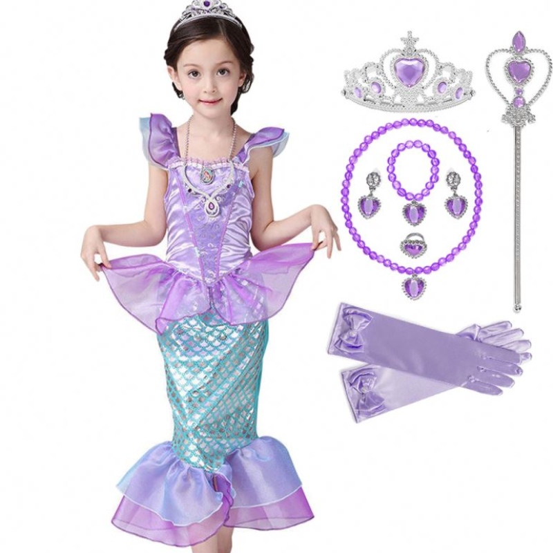Girl Princess Little Mermaid Dress Kids Cosplay Fancy Disfraz Niños Carnival Carnival Fiesta de la fiesta Vestida de verano