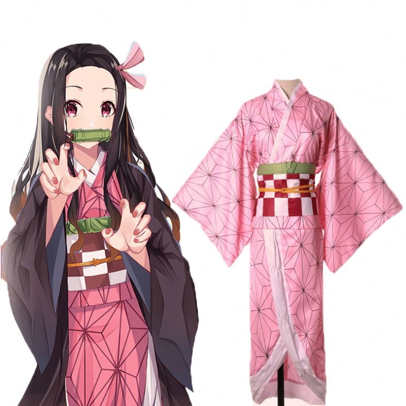 Niños adultos Anime Demon Slayer Kimetsu No Yaiba Tanjirou Kamado Nezuko Zenitsu Shinobu Cosplay Mujeres Kimono Cosplay Disfraz