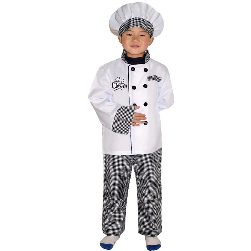 New Style Kids Chef Disfraz de Halloween Party Cosplay Rolla Play Juega Girl \\ 's and boy \\' sfal del delantal de chef