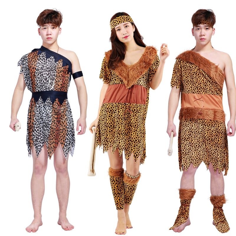 Venta caliente Halloween Halloween Cosplay Africano Primitivo Wild Man Disfraz de Niños Indios Disfraz de rendimiento