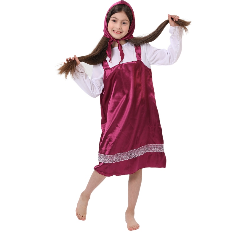 Venta caliente Linda Dos piezas Little Red Riding Cood Dress Halloween Disfraces paraniñas