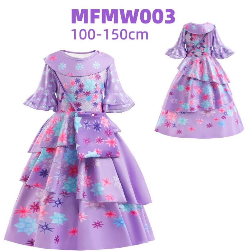 Baige Encanto Mirabel Isabella Vestido deniña Púrpura mangas largas New Carnival Kids Party Cosplay MFMW001