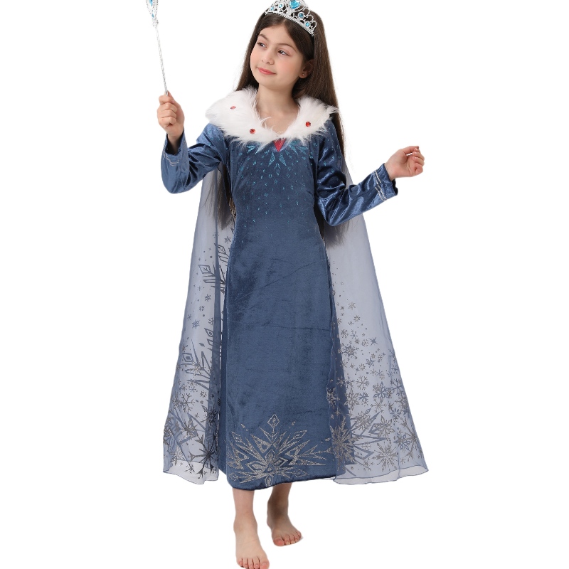 Venta caliente Genuina Elsa Princess Dress Kids Elsa Cosplay Disfraz
