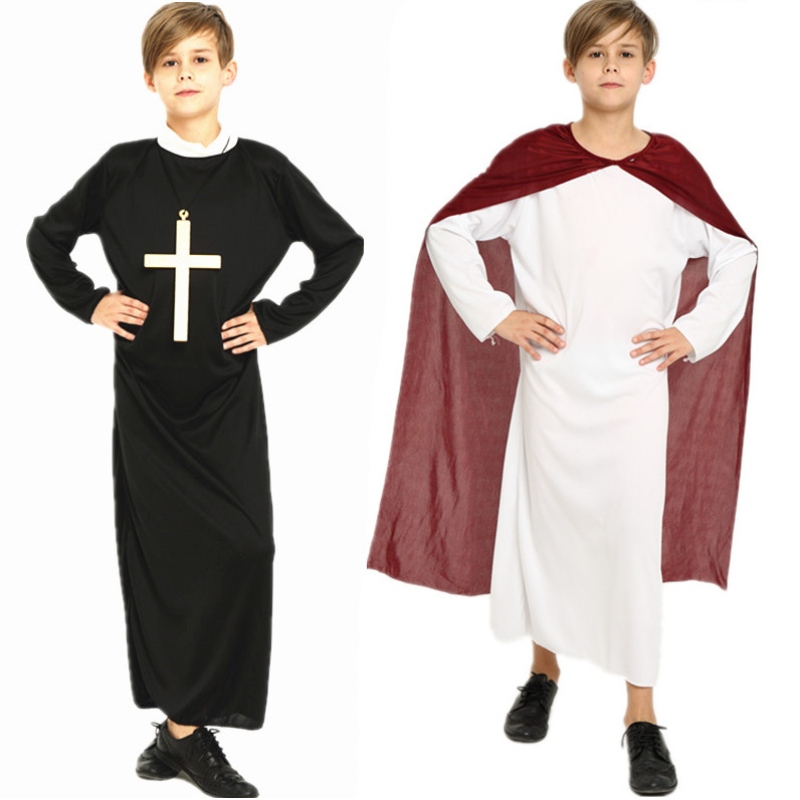 Disfraces de Halloween disfrazados paraniñas deniñas túnicas sacerdotes padres misioneros jesuitas cristianismo trajes paraniños