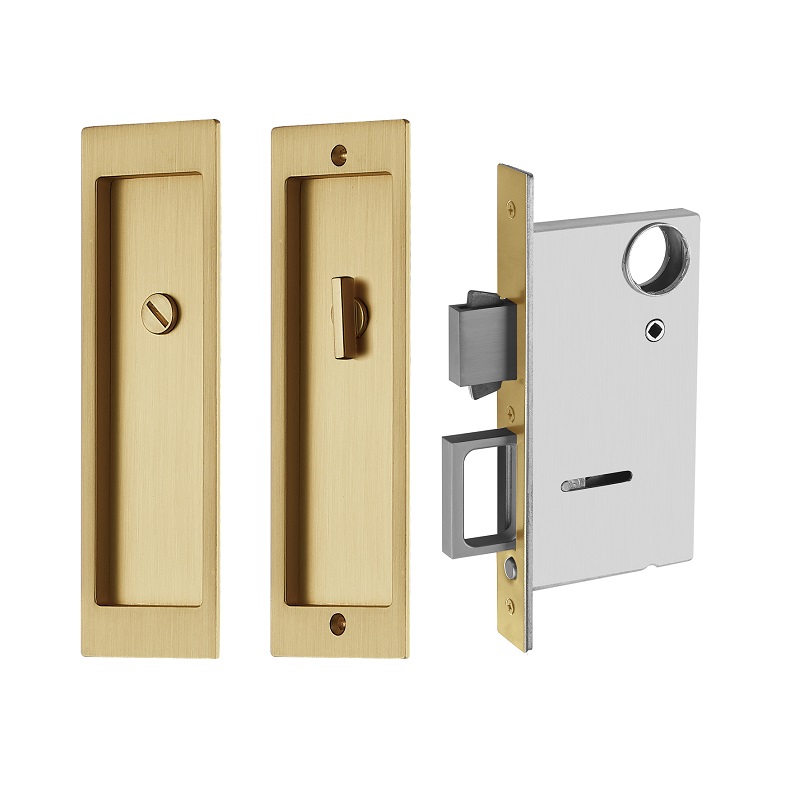 1801-BK Moderno de bolsillo rectangular Policilio Mortise Lock, Mango de extracción de servicio pesado para la función de privacidad