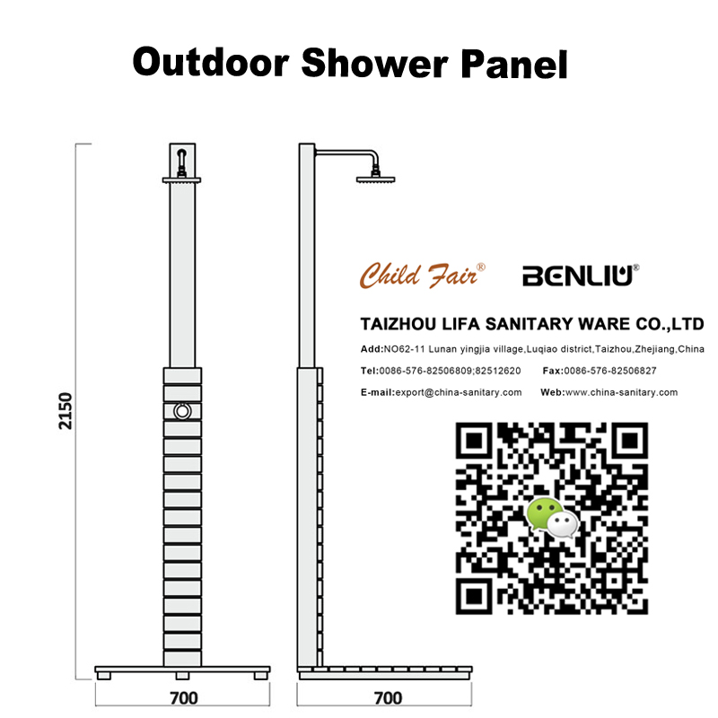 Panel de ducha exterior cf5003, panel de ducha exterior de madera, panel de ducha de jardín, ducha exterior independiente