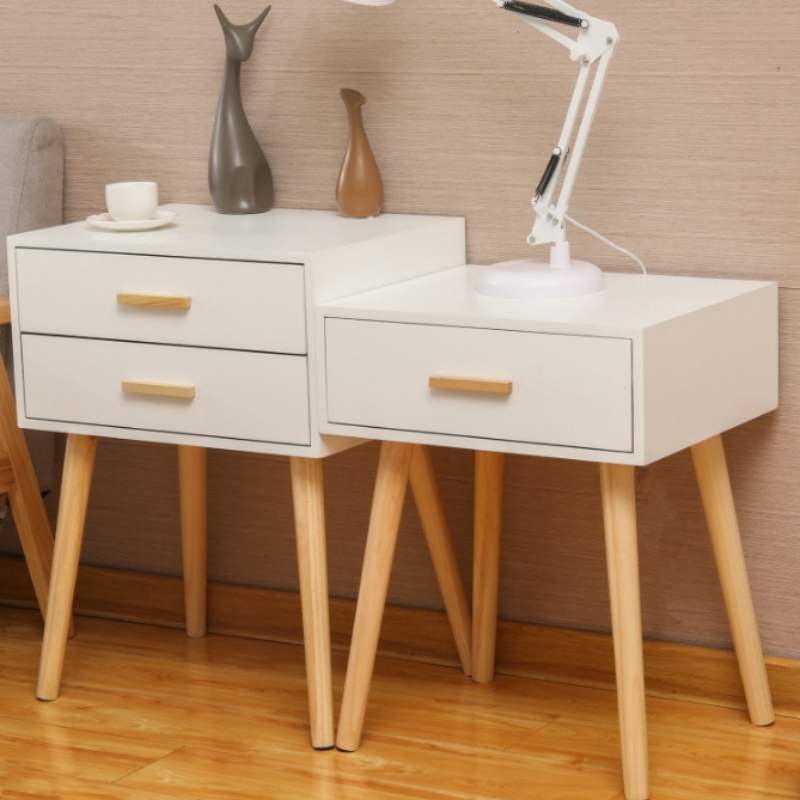 Muebles de dormitorio modernos y sencillos, Mesa de madera, mesita de noche, cajón blanco, mesita de noche de estilo Nórdico