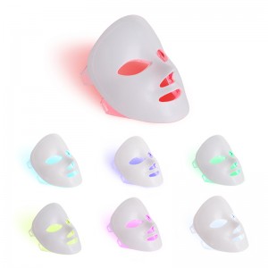 Terapia de luz de luz de cara de cara portátil de 7 colores para uso en el hogar, Terapia de luz LED Facial Skin Mask - Azul&Rojo para máscara de fotón de acné - Tecnología PDT de Corea para la reducción del acné