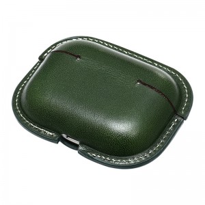 Nuevo Apple AirPods Pro2 Case protector, Case de protección integrada de piel de ternero de color verde militar, caja de cuero resistente a los auriculares Bluetooth auriculares