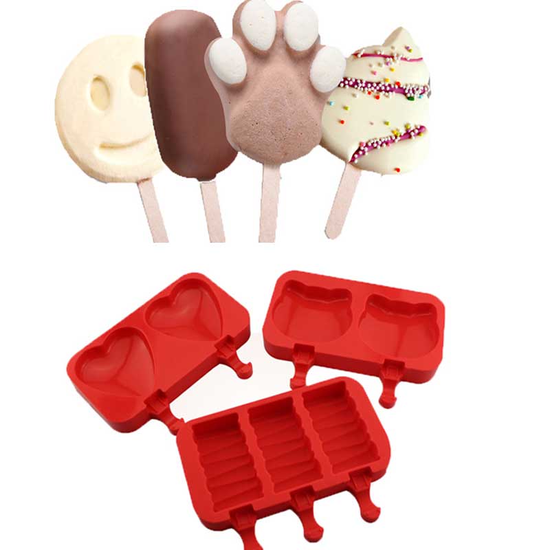 Moldes de helado Gadget Gadget Diy Silicone Silicone Kids Bandeja de helado Bandeja de helado fácil de limpiar 2 o3 Cavidades Forma de cartón