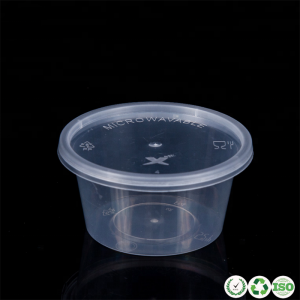 Container de tazas de salsa de plástico transparente desechable con tapa