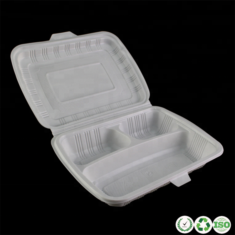 Lunch de plástico desechable al por mayor Biodegradable maíz con almidón de maíz contenedor de alimentos
