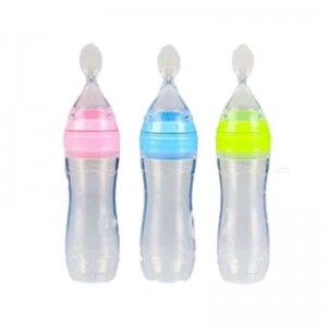 100% Food Silicone Spoon Squeeze Pasta de arroz Botella de alimentación para bebés Silicona Niños para bebés Alimentando Paceta de fruta Botella