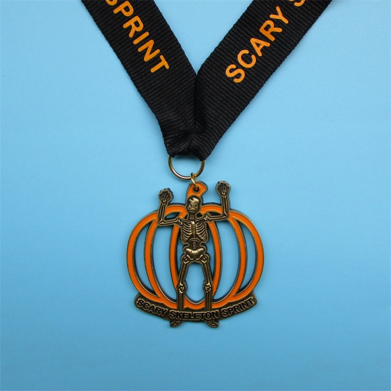 Medallas deportivas de metal de esmalio suave de medallón personalizado con cintas para vender