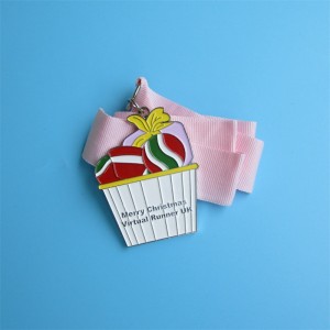 Medallas de metal de helado de brillo personalizado Medallas deportivas Virtual Run