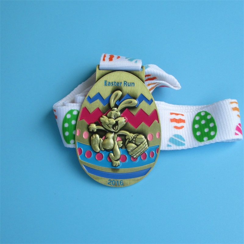 Medalla de aleación deportiva de placas de placas de esmalte suave y colorido con cinta