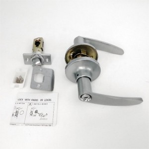 7302 Manija de la puerta de privacidad con placa de pestillo extraíble, todo el bloqueo de la palanca de metal para el dormitorio y el baño