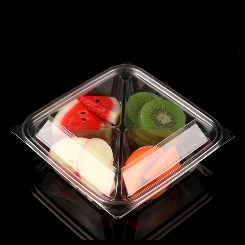 Embalaje de contenedor de cajas de ampolla de ensalada de frutas de plástico de plástico desechable con tapa