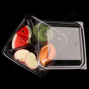 Embalaje de contenedor de cajas de ampolla de ensalada de frutas de plástico de plástico desechable con tapa