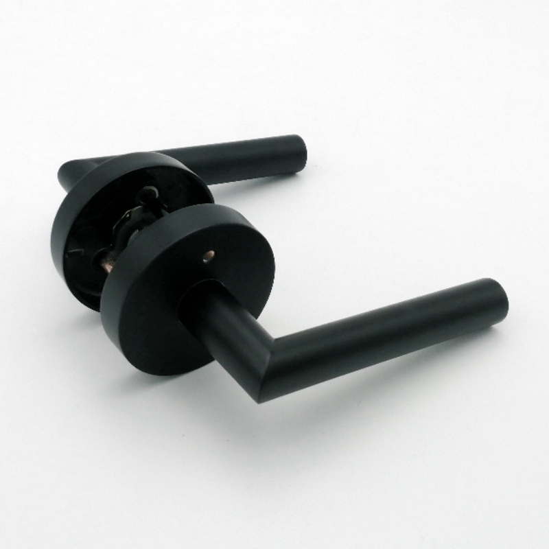 R7505 Manijas de la puerta de las puertasnegras y de la puerta de privacidad para el baño del dormitorio, las palancas de puertas de servicio pesado de diseño moderno contemporáneo con cerradura