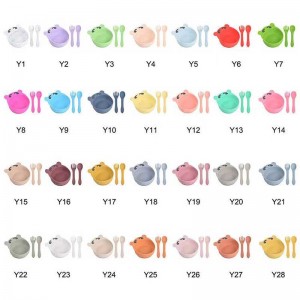 Juego de alimentación para bebés Tazón de silicona Spoon Fork paraniños pequeños Lindo juego de tazón de silicio animal