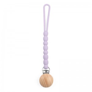 BPA de madera hecha a mano BPA Free Silicone Beads Cadena de chupas de chupete de bebé