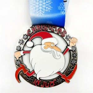 Medallas personalizadas de Santa Running Regalo para medallas de metal de Navidad con gemas