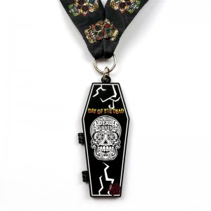 Metal Die Casting 7/8 pulgadas Medalla de black metal de black Medallas deportivas Halloween Clamshell