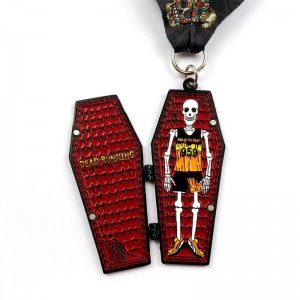 Casting de metal mate Medalla de black metal Halloween Flip-abre medallas deportivas