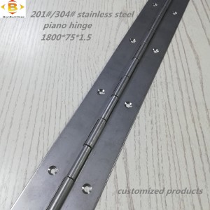 Bisagra larga personalizada 201#304#espesor 1.5 mm Bisagra de piano de acero inoxidable Gabinete de hilera continua Piano Bisagra