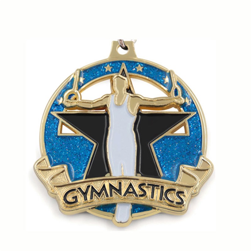 Medalla de lanza de aleación de zinc medallas personalizadas Medalla de gimnasia esmalte