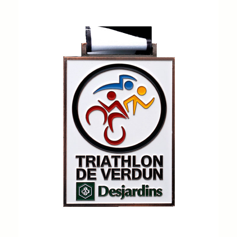 Medalla deportiva de metal de logotipo de forma personalizada para la medalla de triatlón de mayor venta