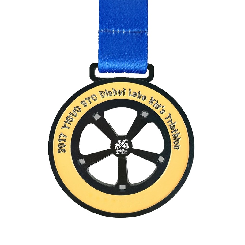 Gag Metal de metal personal personalizado Medalla de triatlón de esmalte de esmalte