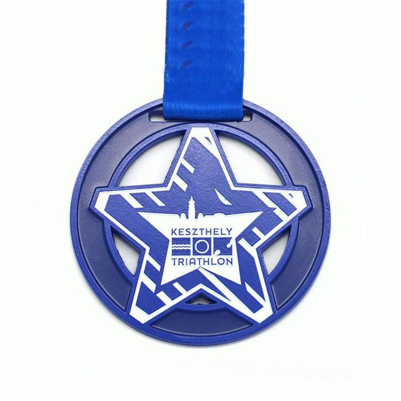 Hermosa medalla de diseño 3D Medallas de triatlón de medallón de esmalte UV