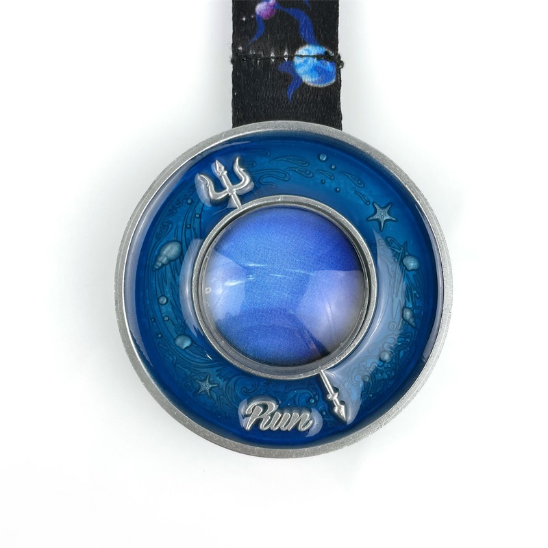 Medalla de maratón Medalla religiosa de esmalte azul uv personalizado