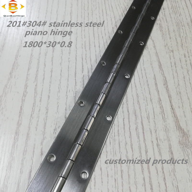 Bisagra larga personalizada 201#304#espesor 0.8 mm de acero inoxidable bisagra de piano grueso gabinete de hilera continua bisagra de piano