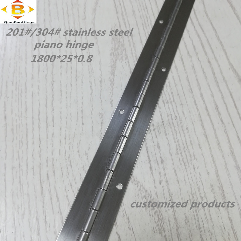 Bisagra larga personalizada 201#304#espesor 0.8 mm de acero inoxidable bisagra de piano grueso gabinete de hilera continua bisagra de piano