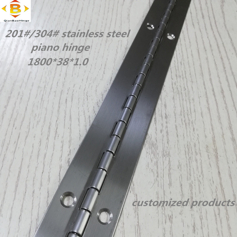 Bisagra larga personalizada 201#304#espesor 1.0 mm de acero inoxidable bisagra de piano grueso gabinete de hilera continua bisagra de piano