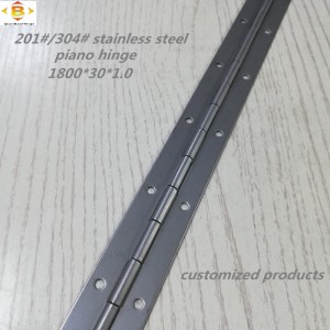 Bisagra larga personalizada 201#304#espesor 1.0 mm de acero inoxidable bisagra de piano grueso gabinete de hilera continua bisagra de piano