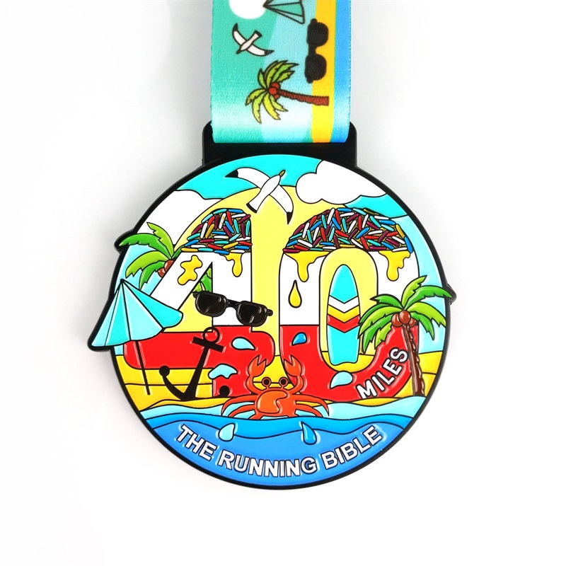 Logotipo personalizado con cinta de oro en blanco Medallas de plata de metal Sport Brasil Brasil Maratón Round Marathon