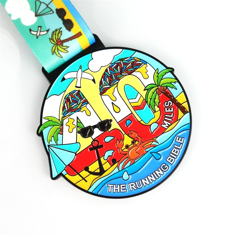 Logotipo personalizado con cinta de oro en blanco Medallas de plata de metal Sport Brasil Brasil Maratón Round Marathon