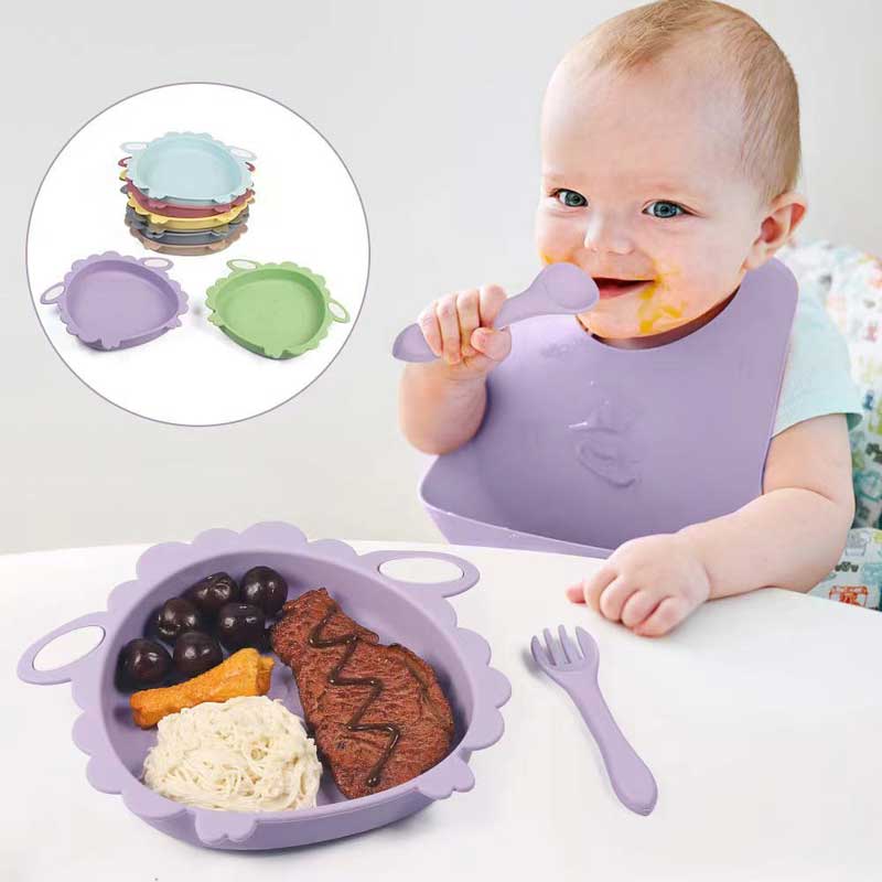 Vedina para bebés Ovejas Alimento de alimentación Silicona suave de alimentación para bebés Tazónno bpa cena platos de alimentación de silicona para platos paraniños pequeños